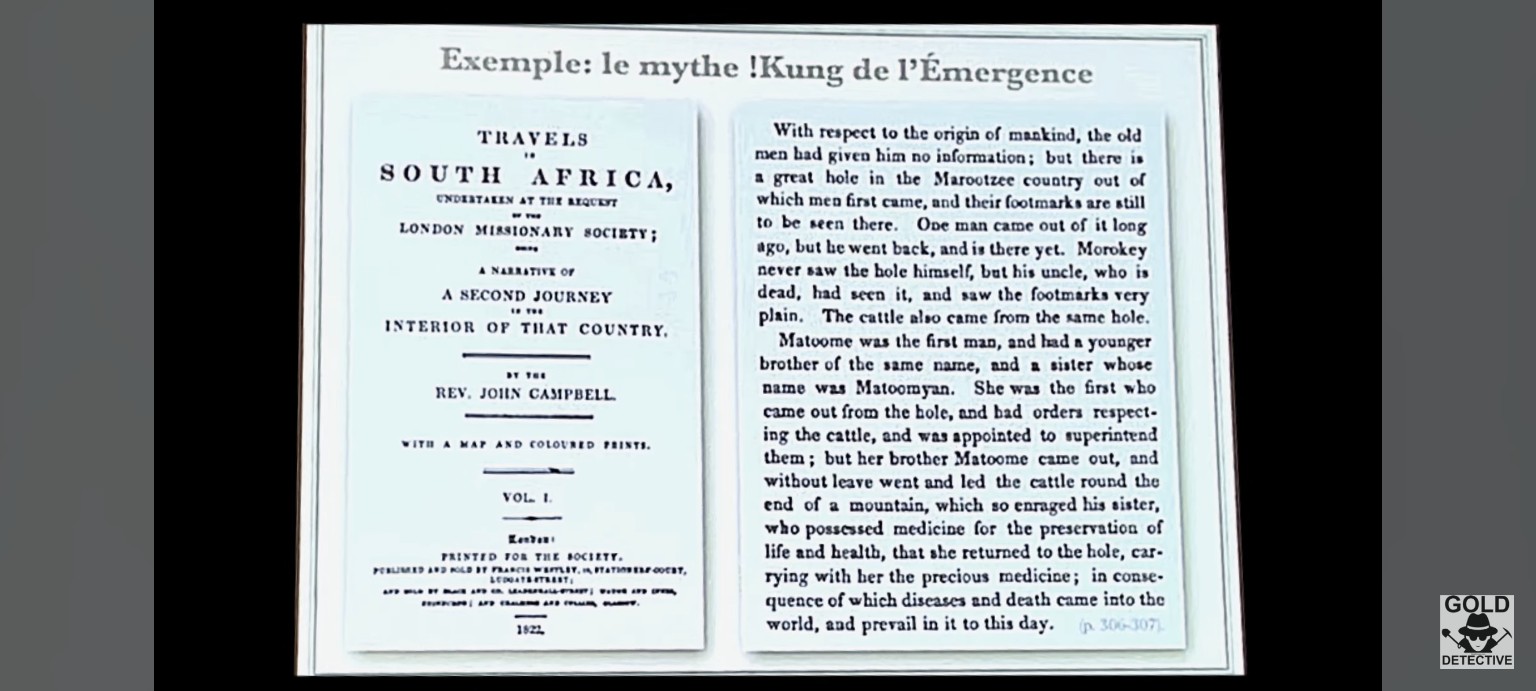 Source ancienne utilisée pour le mythe !Kung de l’Émergence, John Campbell, 1822.