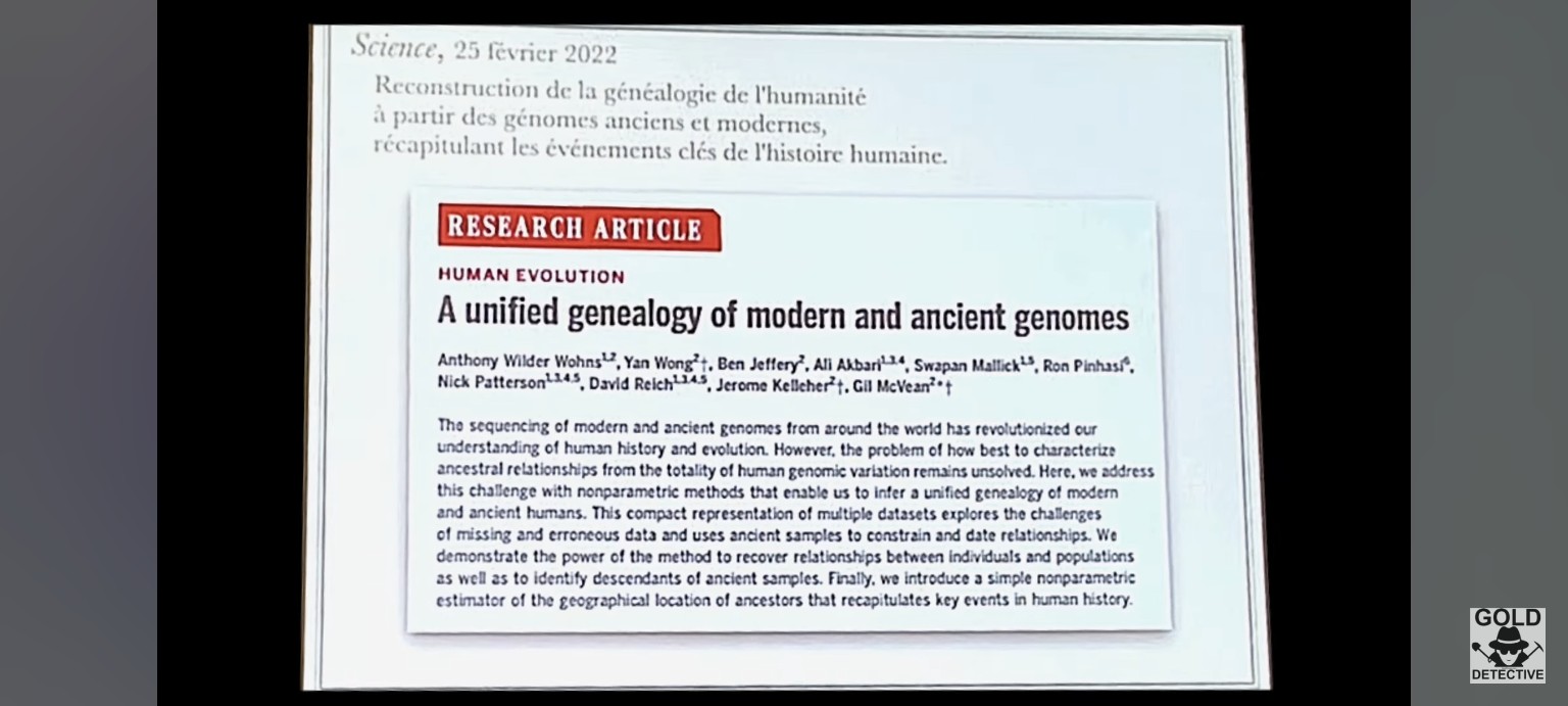 Référence à l’article de Science du 25 février 2022 sur la généalogie humaine unifiée.
