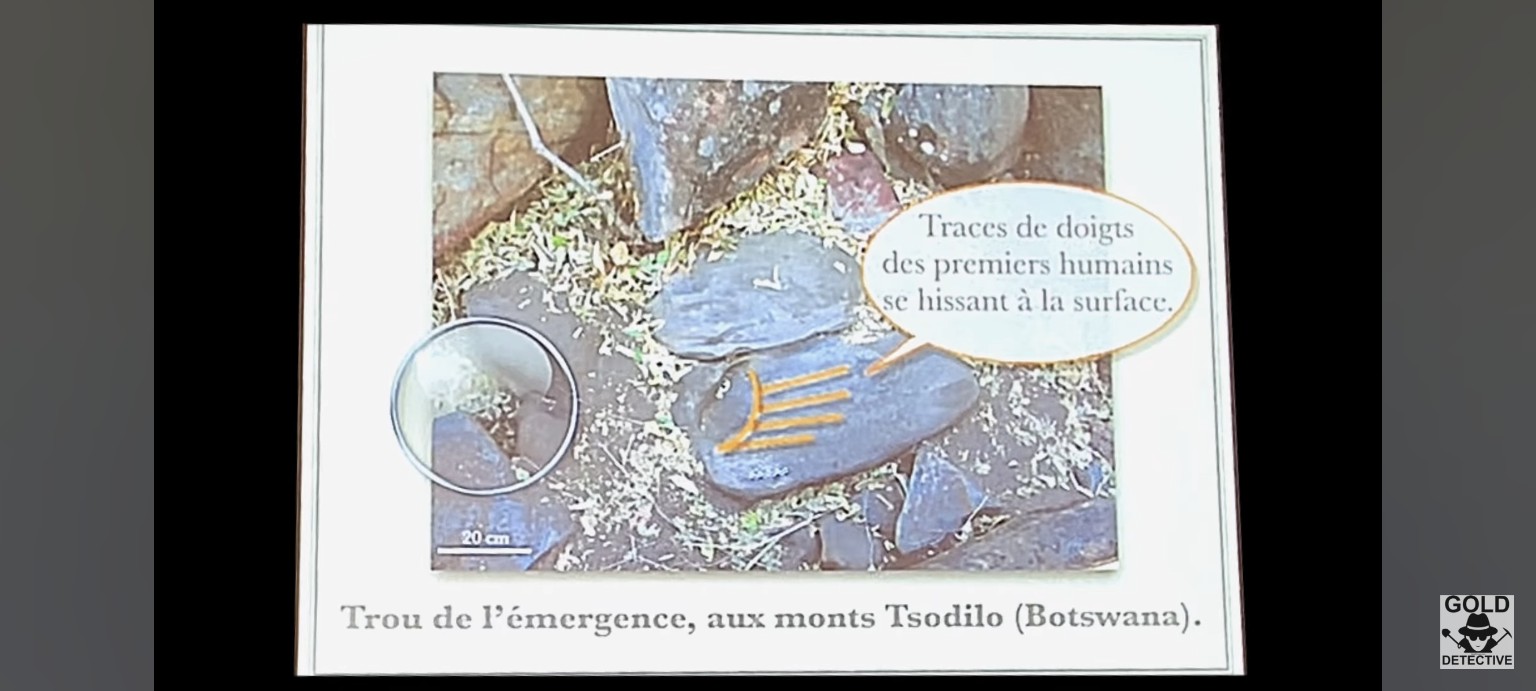 Traces de doigts des premiers humains se hissant à la surface.