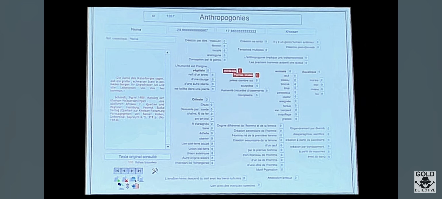 Interface de la base “Anthropogonies”.