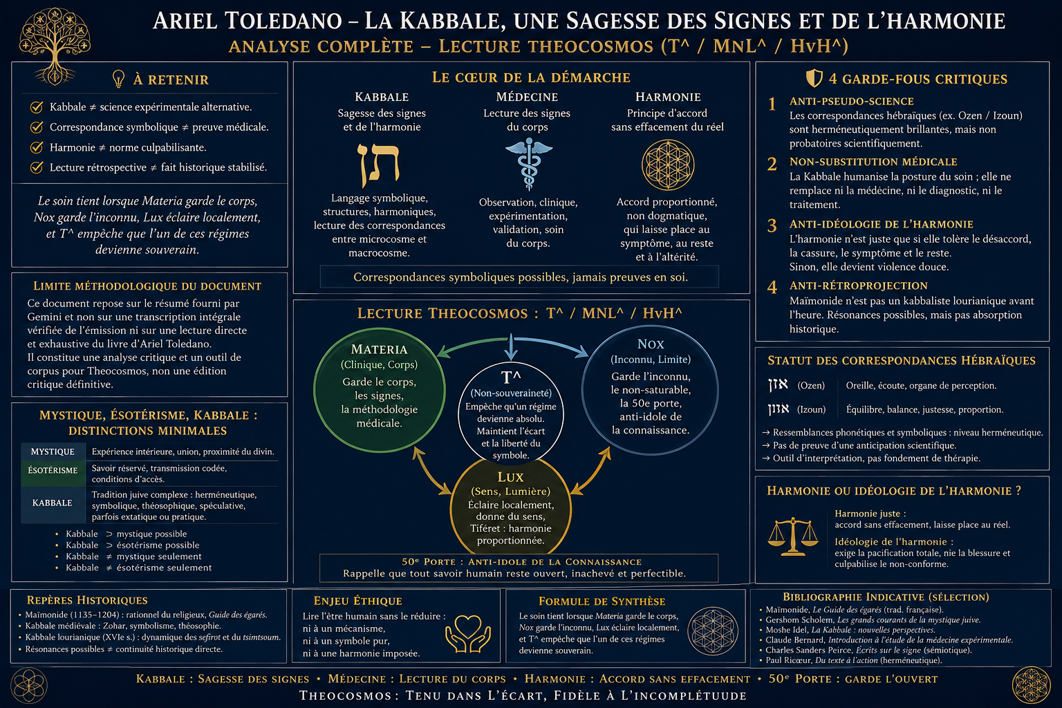 Infographie de référence — Ariel Toledano, Kabbale, médecine, harmonie