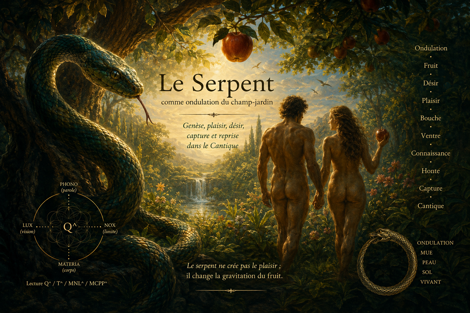Serpent, champ-jardin, plaisir et désir